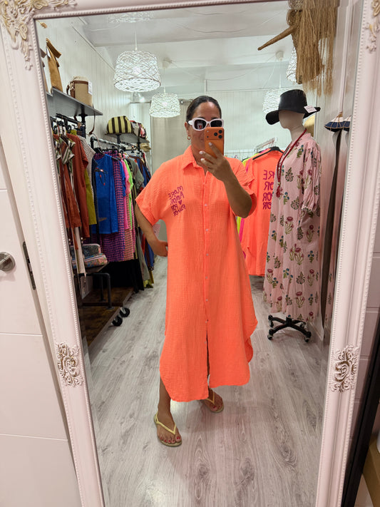 Vestido More Amor bambula naranja