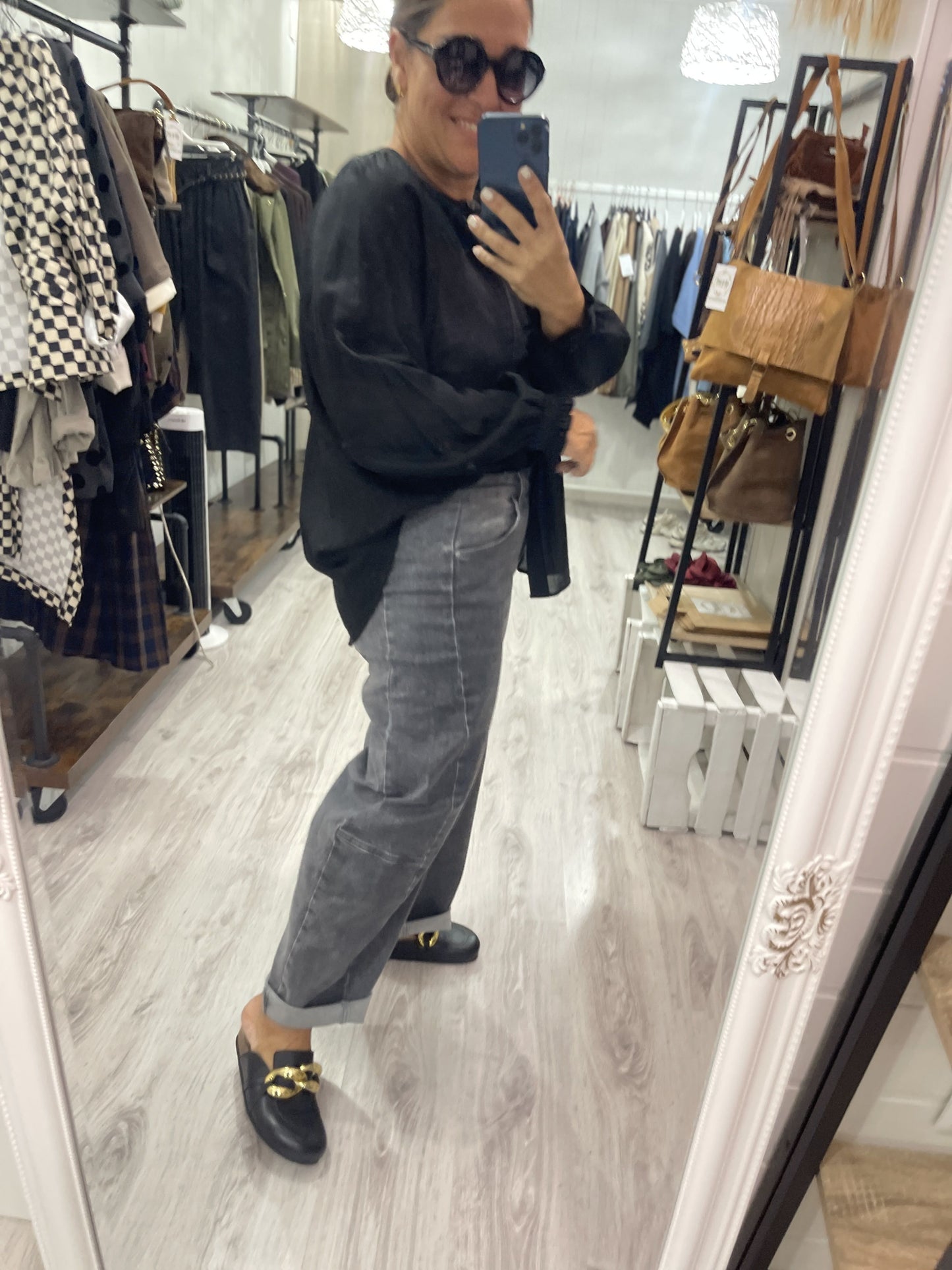 Pantalón Barrel jeans gris