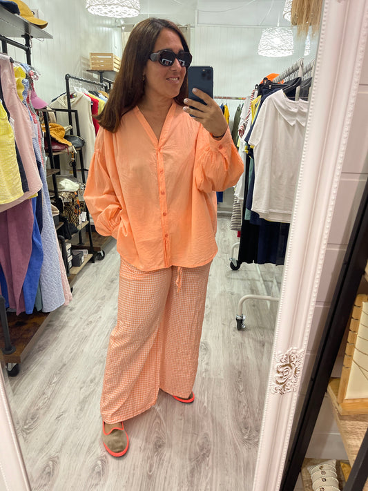 Pantalón Vichy salmón