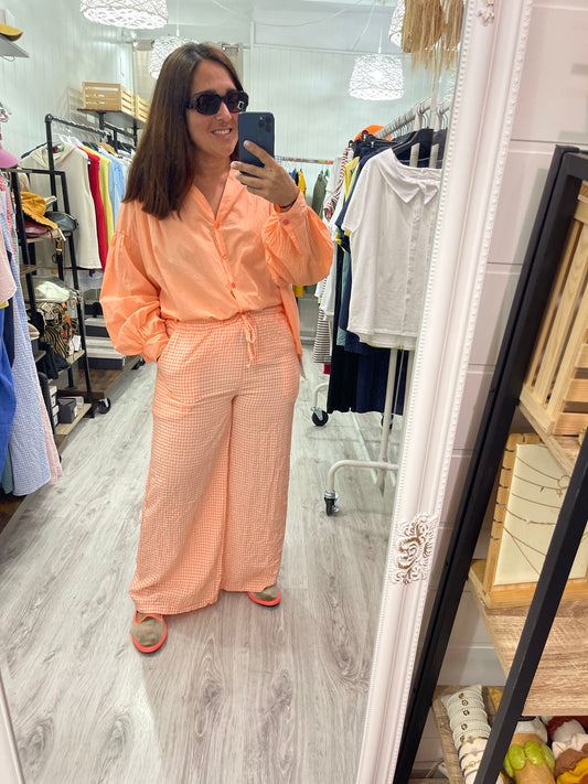 Pantalón Vichy salmón