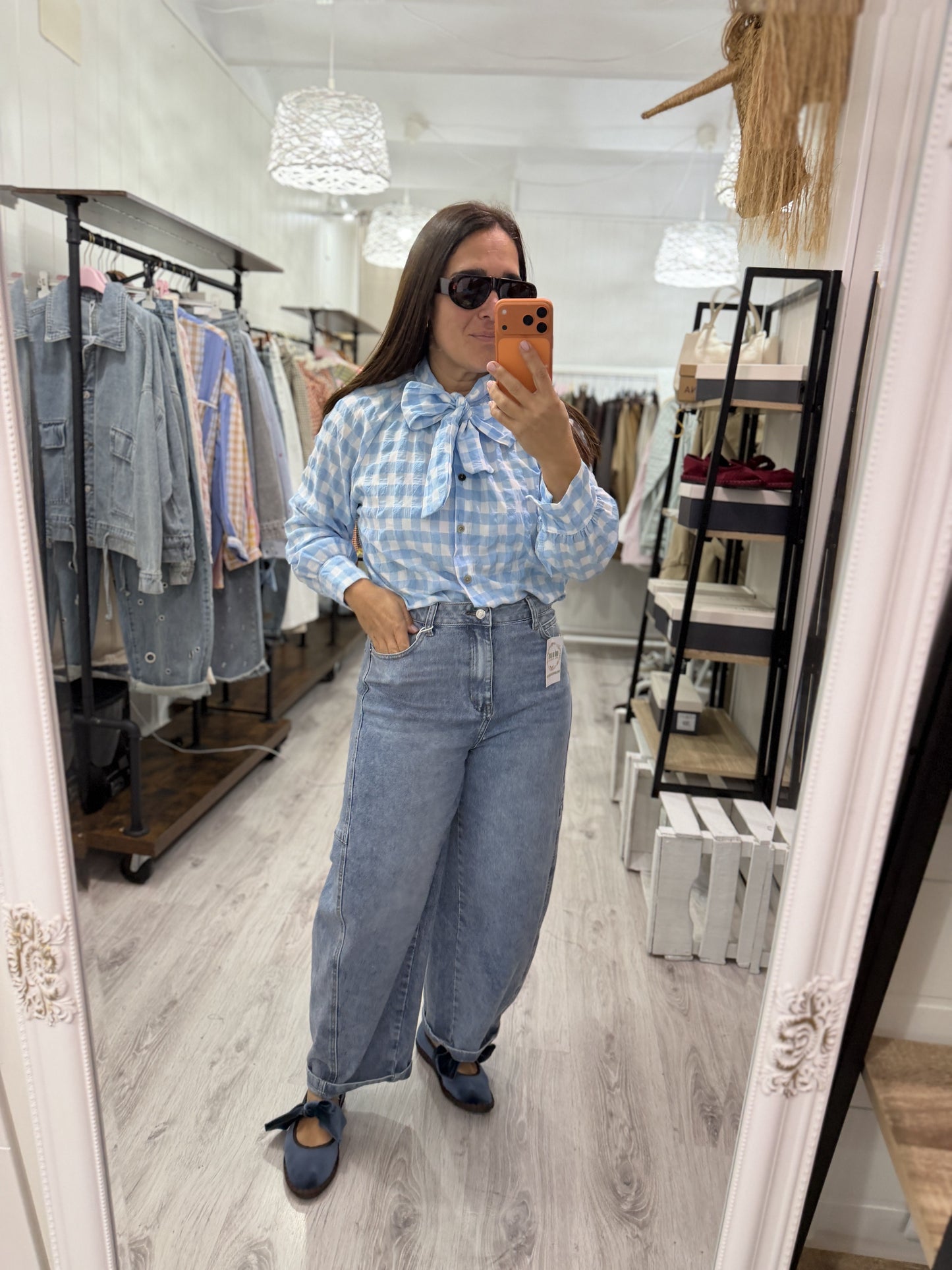 Camisa Vichy lazo cielo