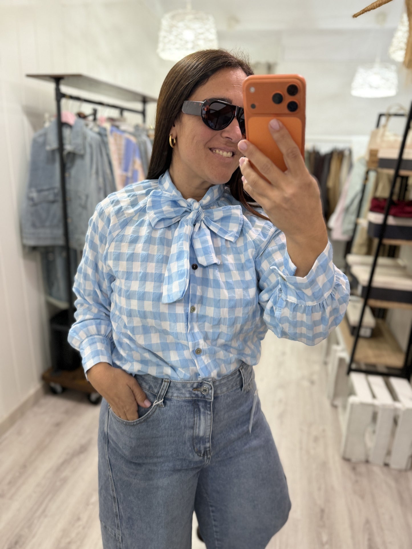 Camisa Vichy lazo cielo