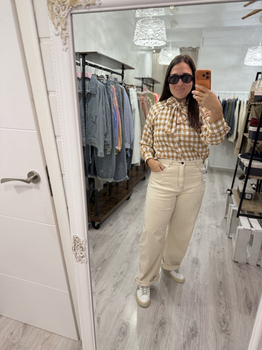 Camisa Vichy lazo camel