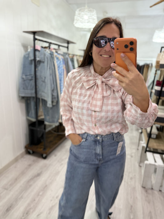 Camisa Vichy lazo rosa