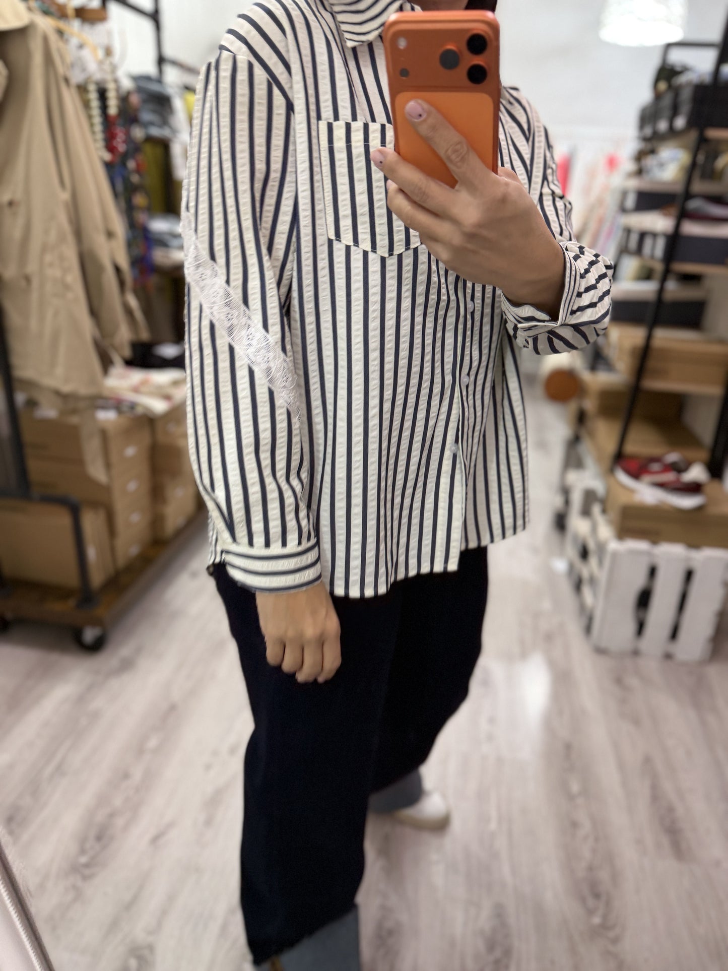 Camisa Love rayas marino