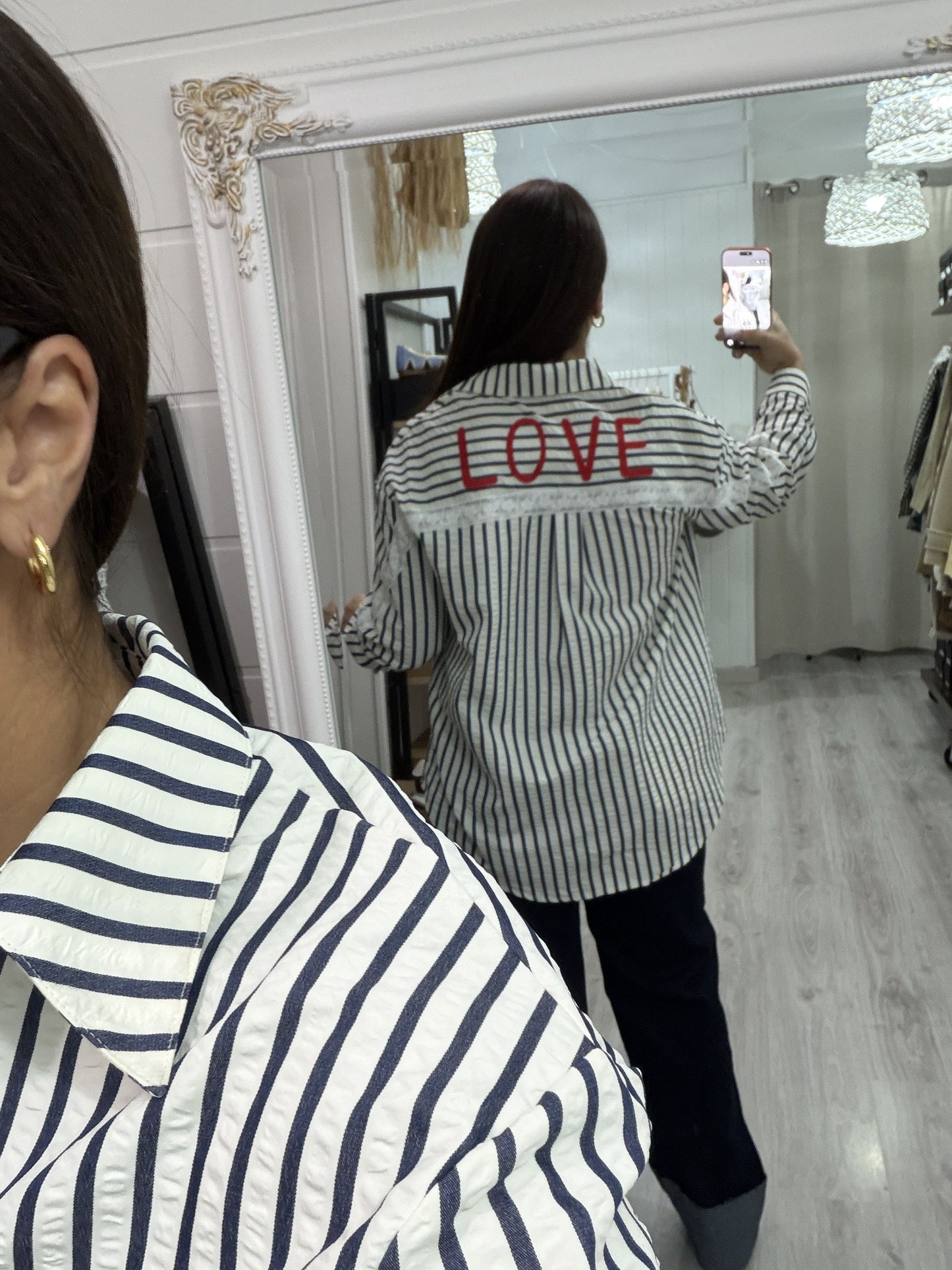 Camisa Love rayas marino