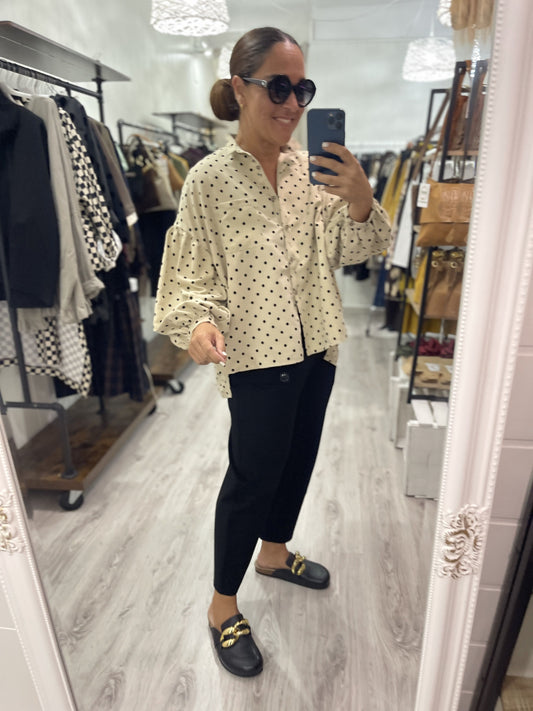 Camisa Mila topos beige