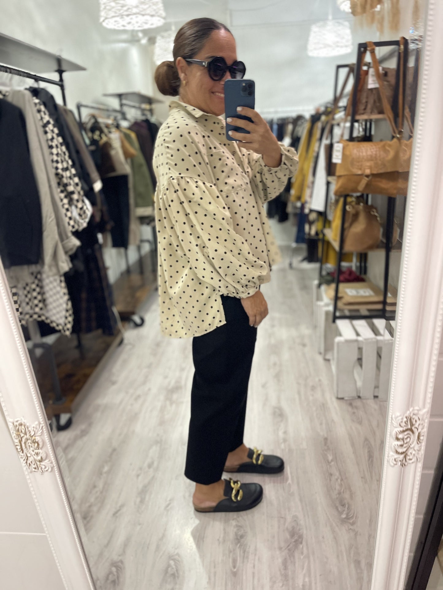 Camisa Mila topos beige