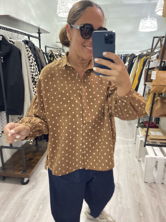Camisa Mila topos marrón