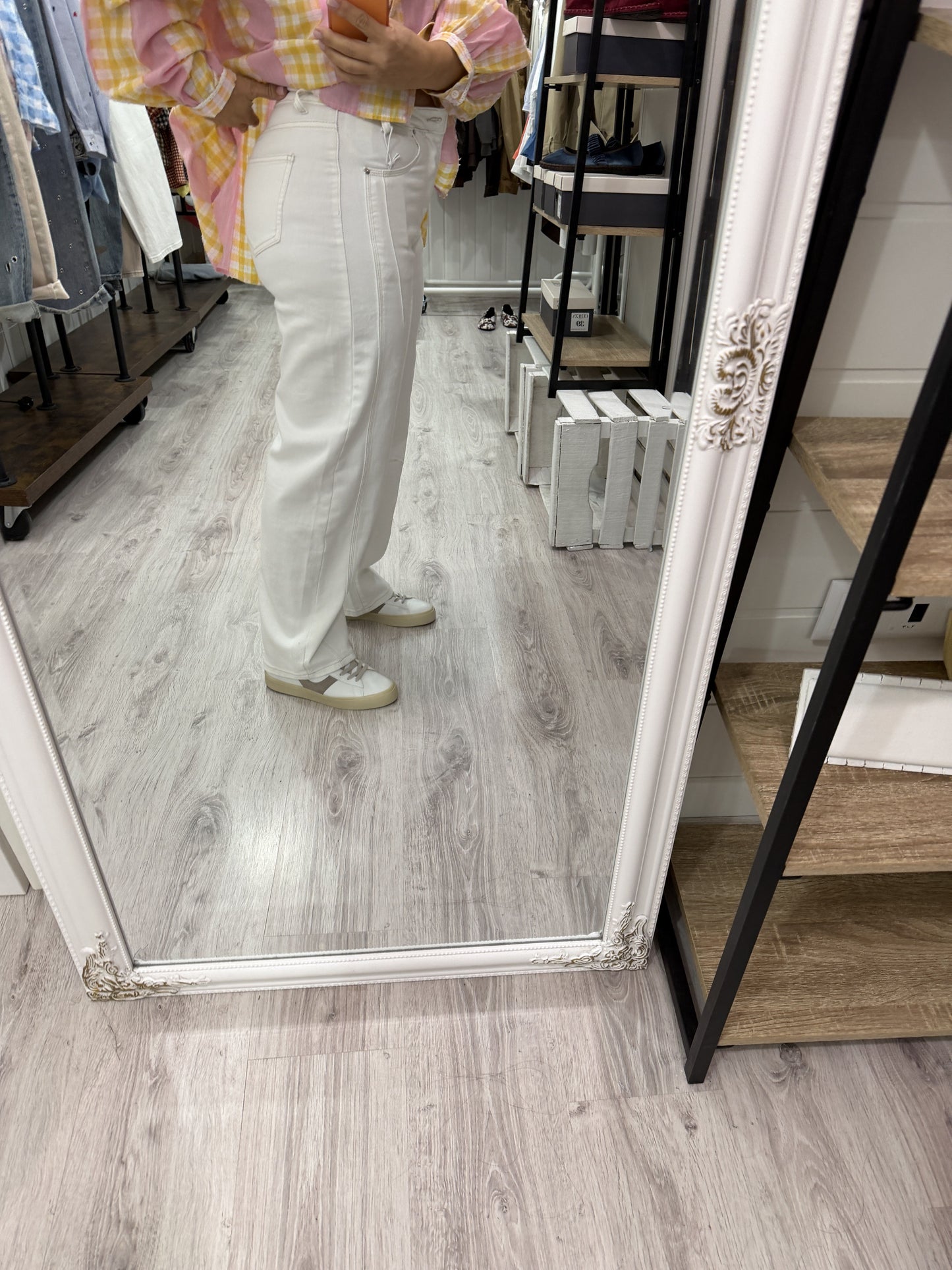 Pantalón Jeans Barrel blanco