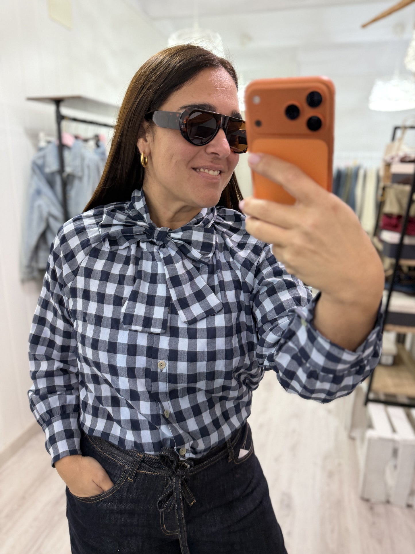 Camisa Vichy lazo marino
