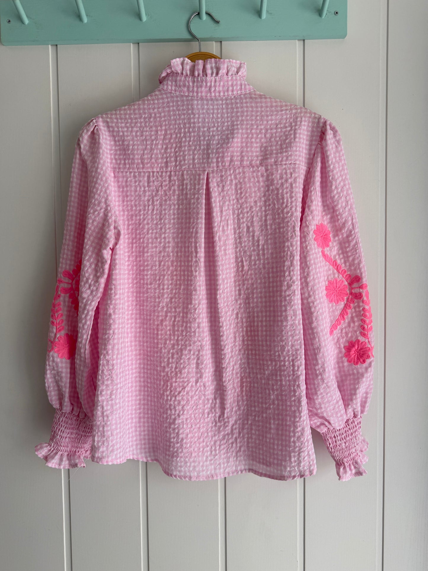 Camisa Vichy flores rosa