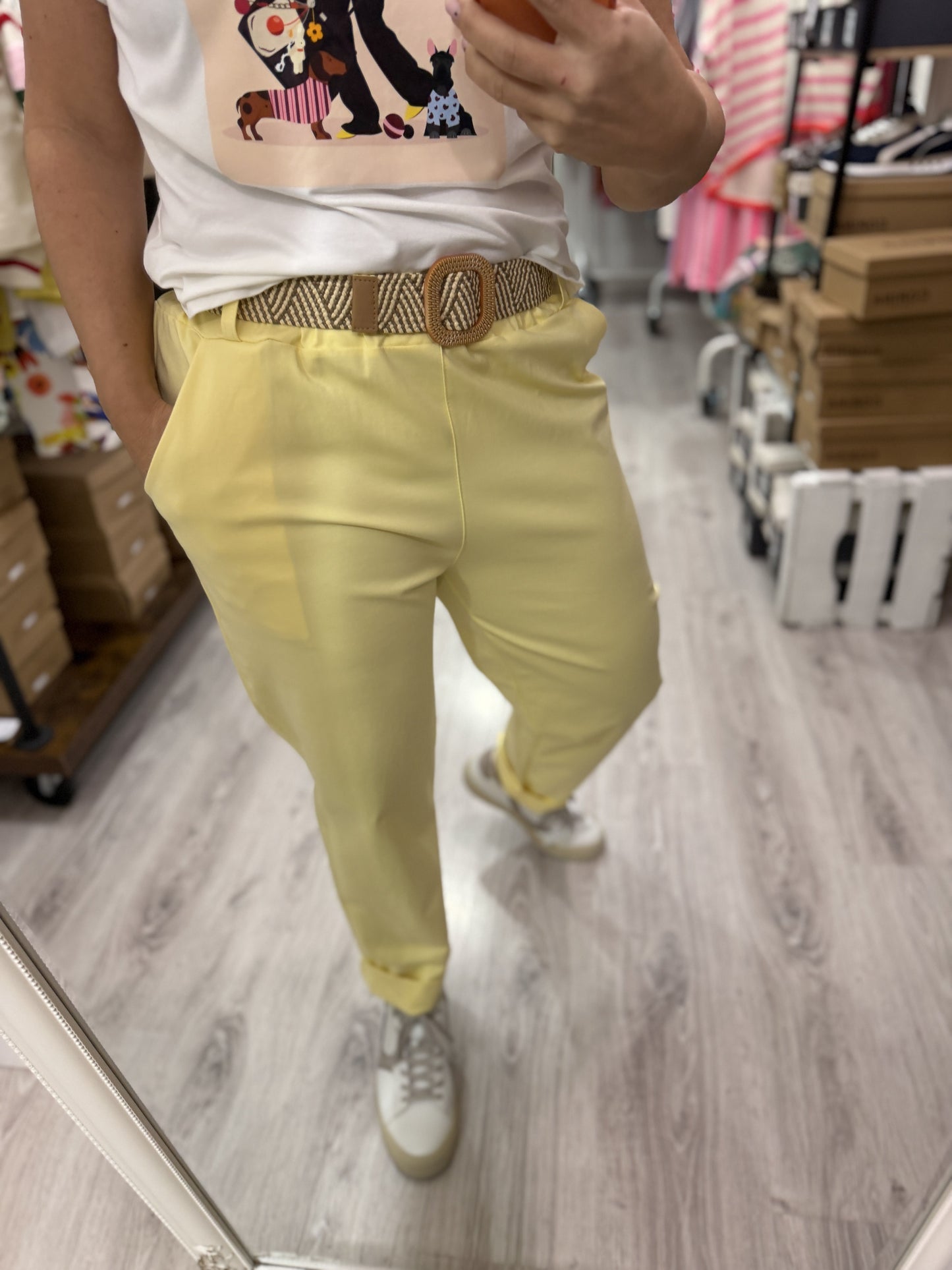 Pantalón Punto Roma basic amarillo