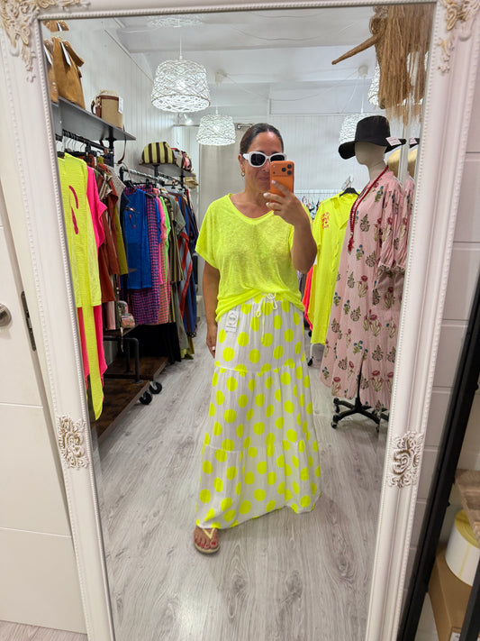 Falda topos amarillo fluor