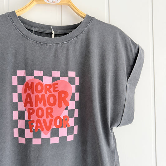 Camiseta More Amor negro lavado