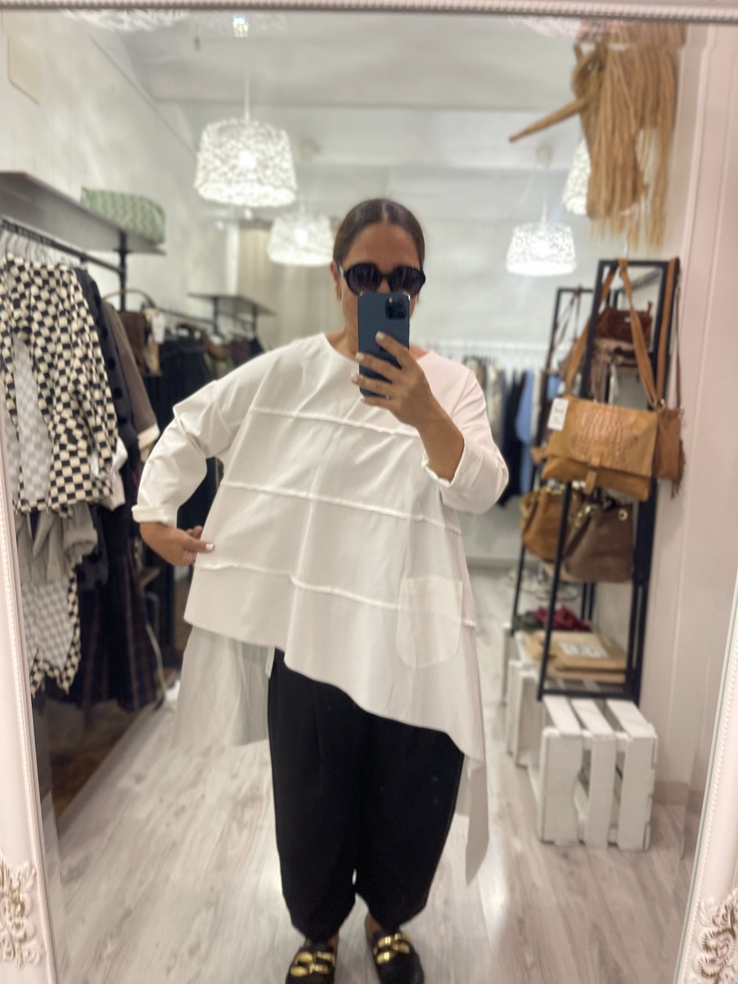 Camiseta oversize Diagonal punto roma blanco