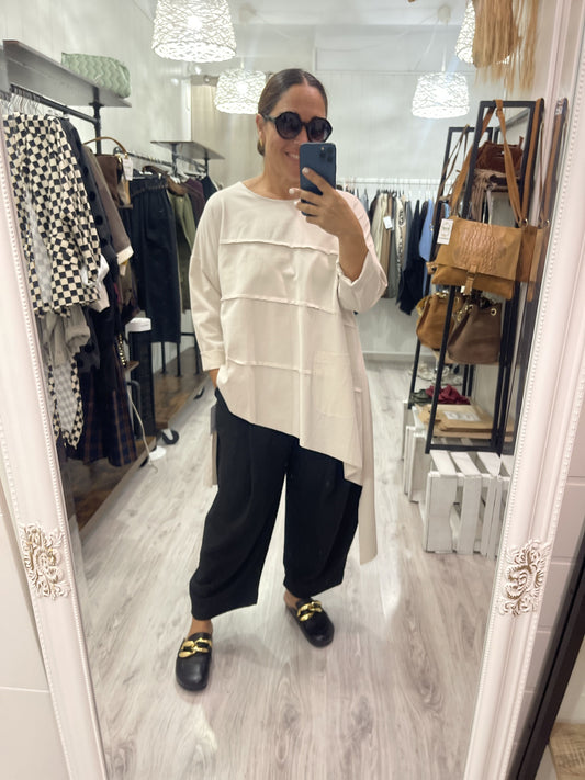 Camiseta oversize Diagonal punto roma beige