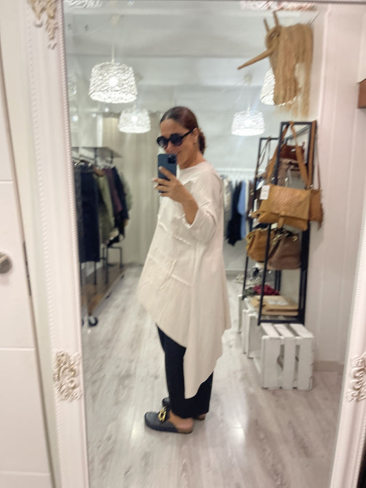 Camiseta oversize Diagonal punto roma beige