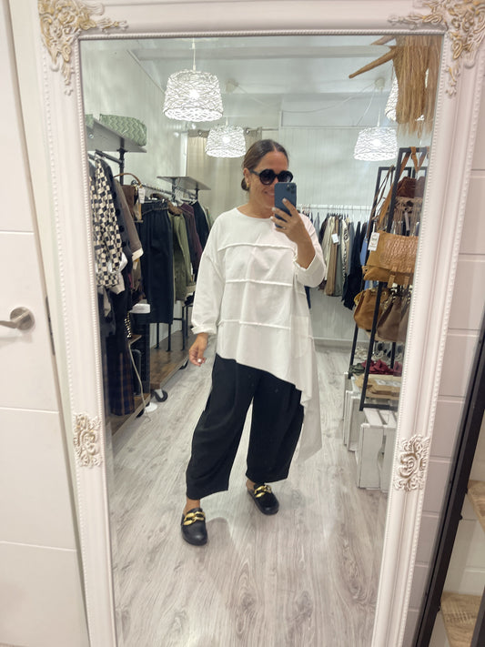 Camiseta oversize Diagonal punto roma blanco