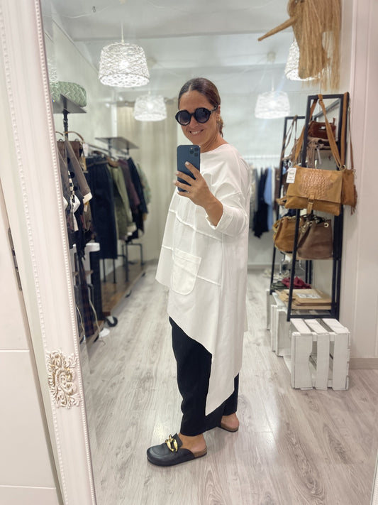 Camiseta oversize Diagonal punto roma blanco