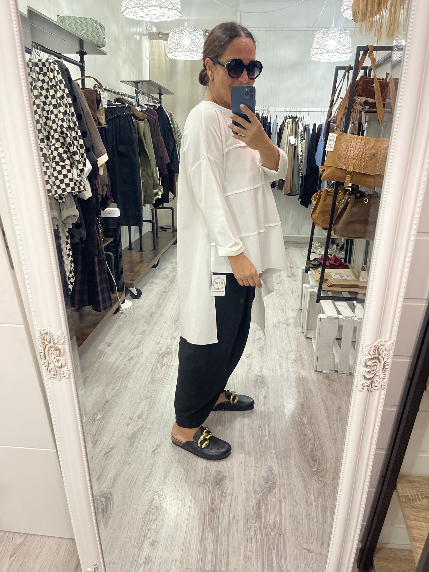 Camiseta oversize Diagonal punto roma blanco