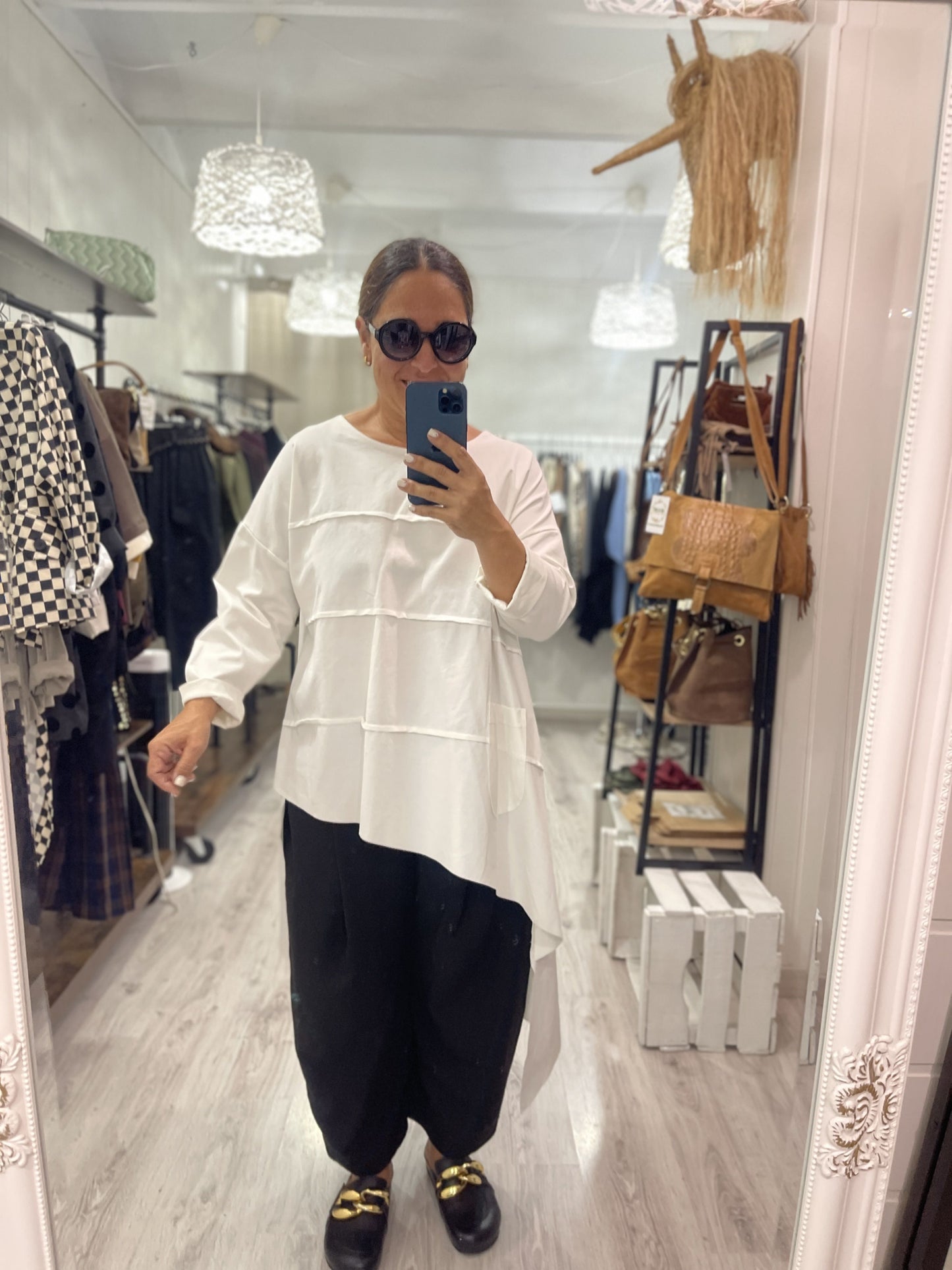 Camiseta oversize Diagonal punto roma blanco