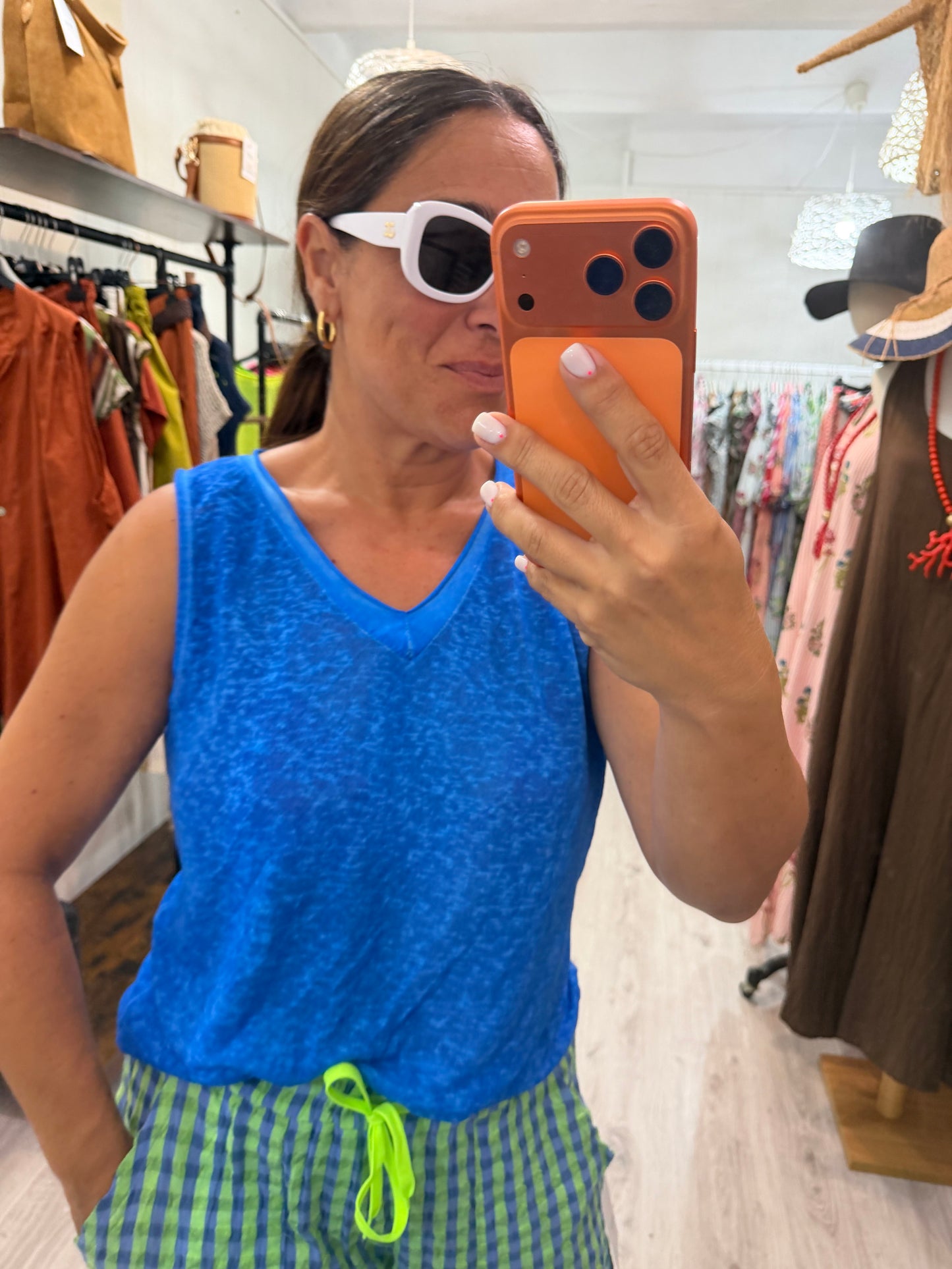 Camiseta Boho tirantes azul klein