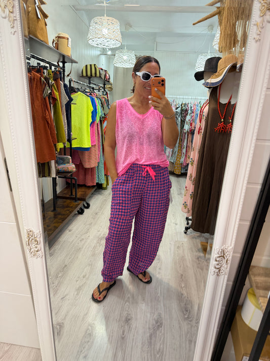 Camiseta Boho tirantes fucsia
