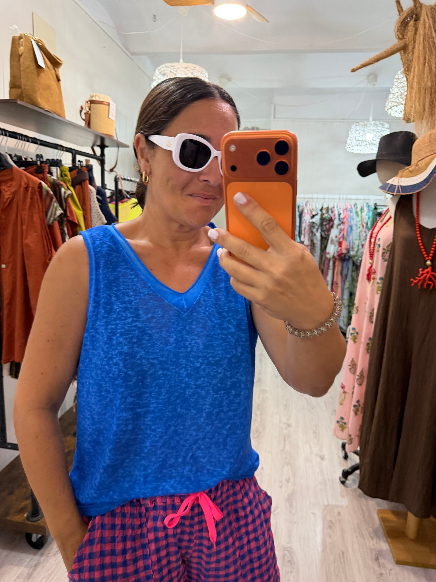 Camiseta Boho tirantes azul klein