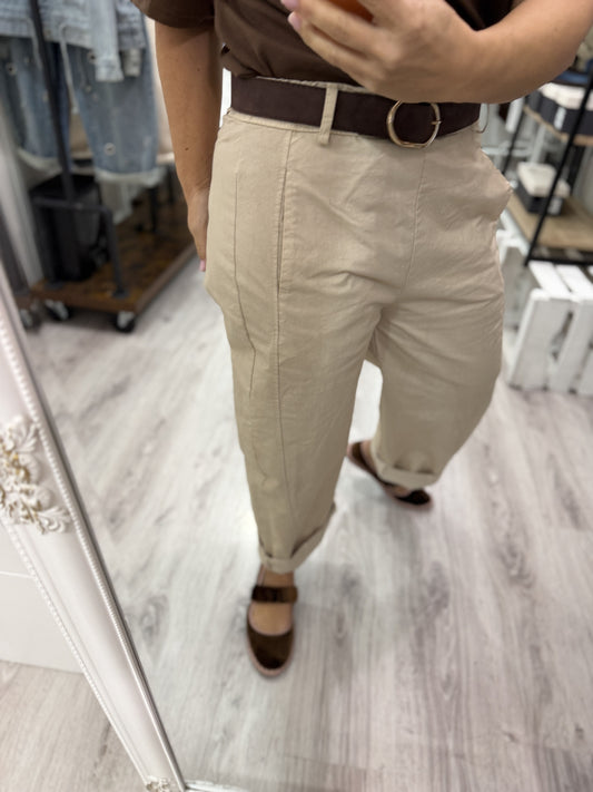 Pantalón Barrel Loneta beige