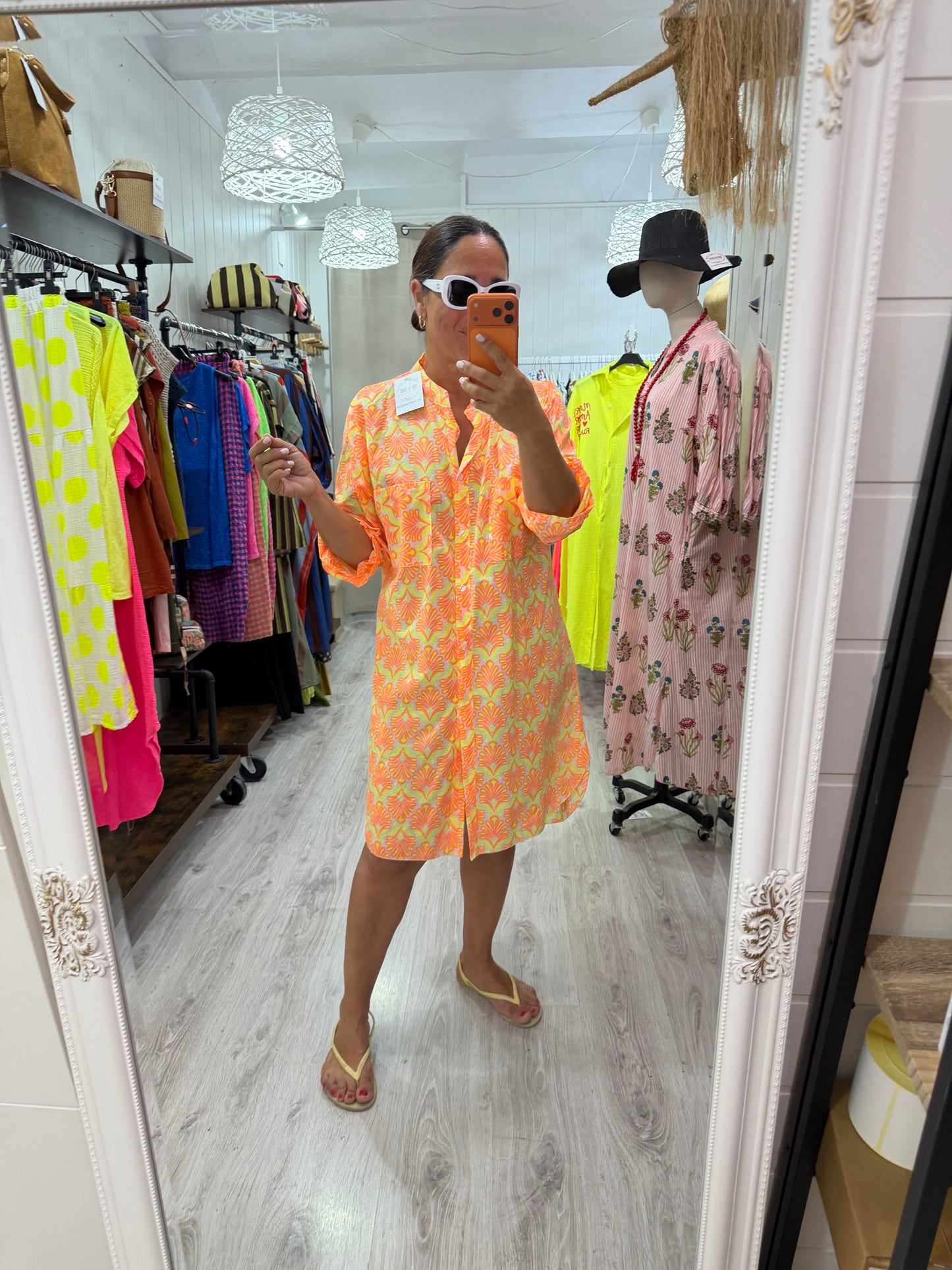 Camisola Santorini naranja y fucsia