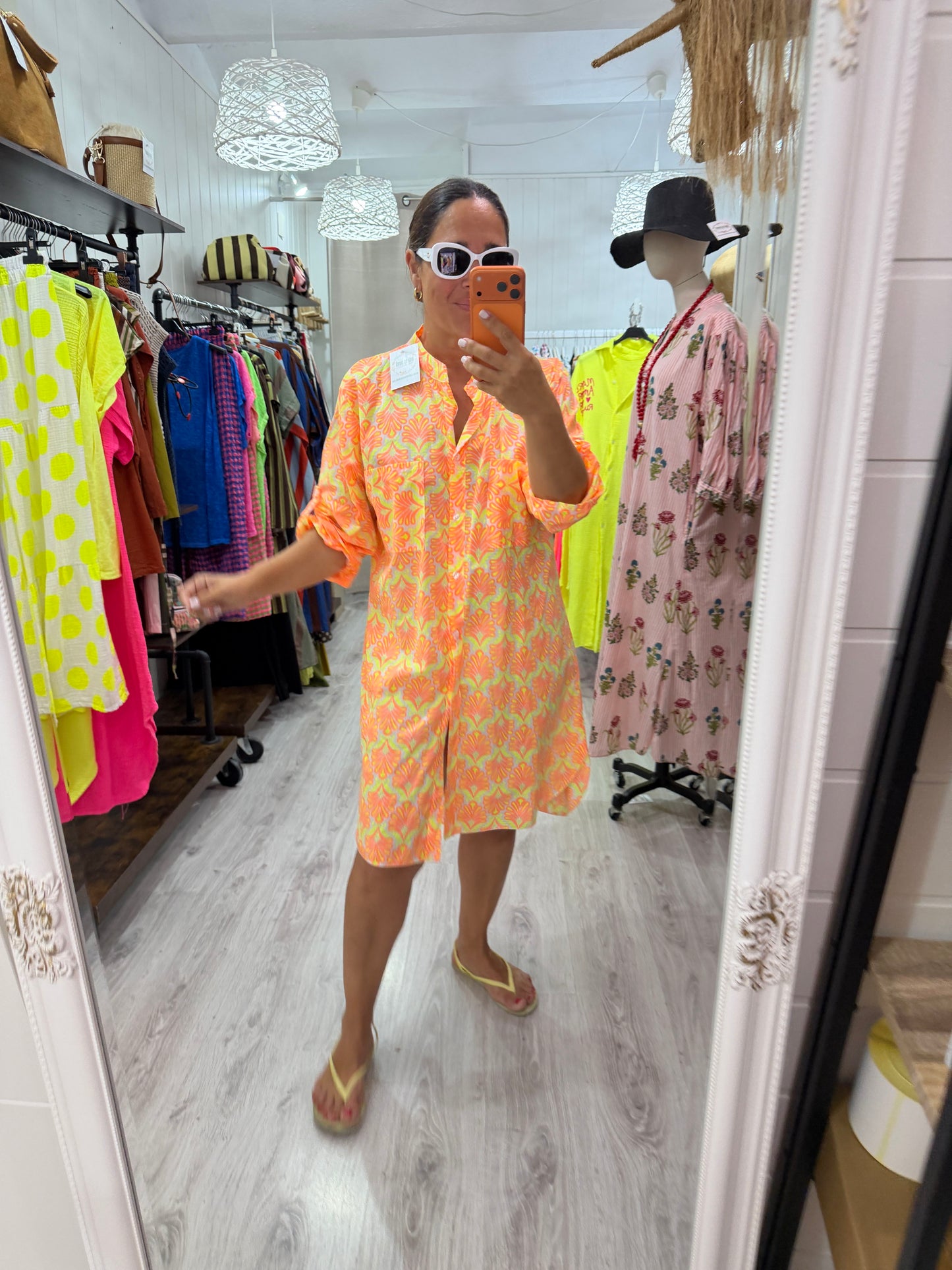 Camisola Santorini naranja y fucsia