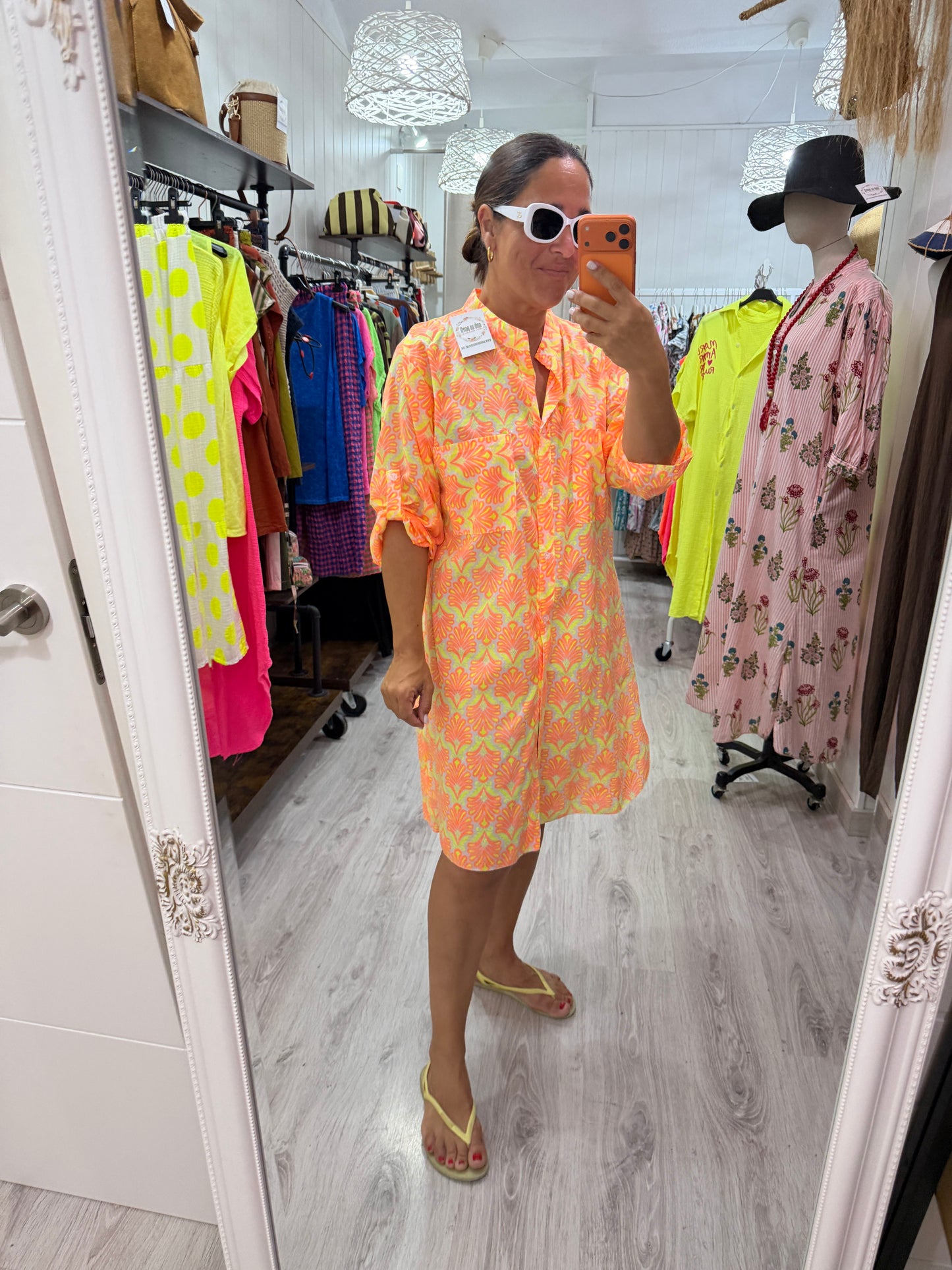 Camisola Santorini naranja y fucsia