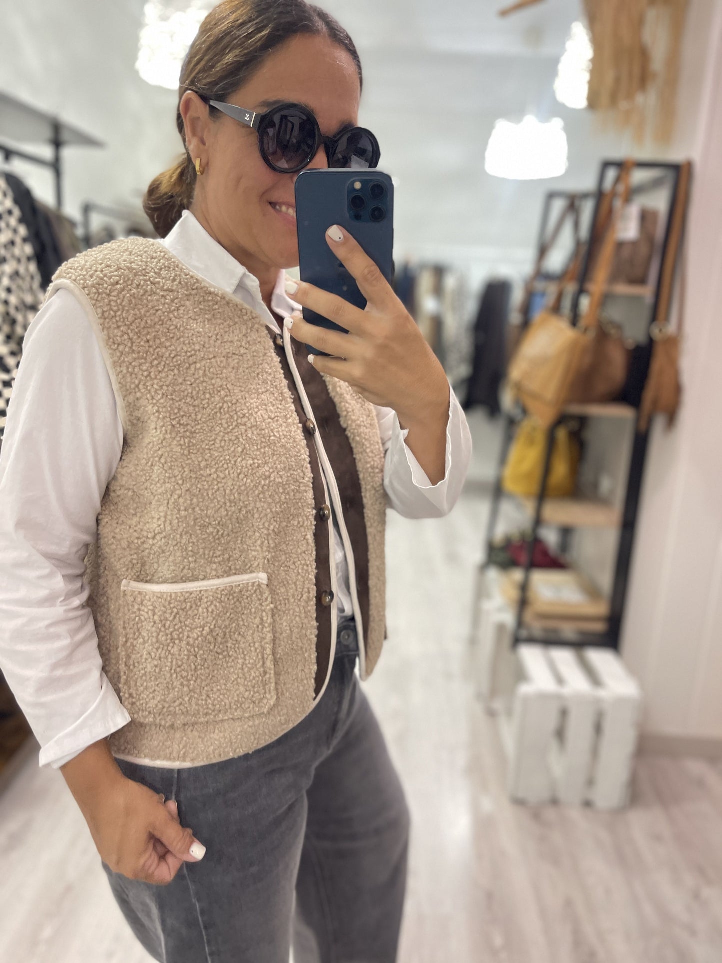 Chaleco Nordic borreguito beige