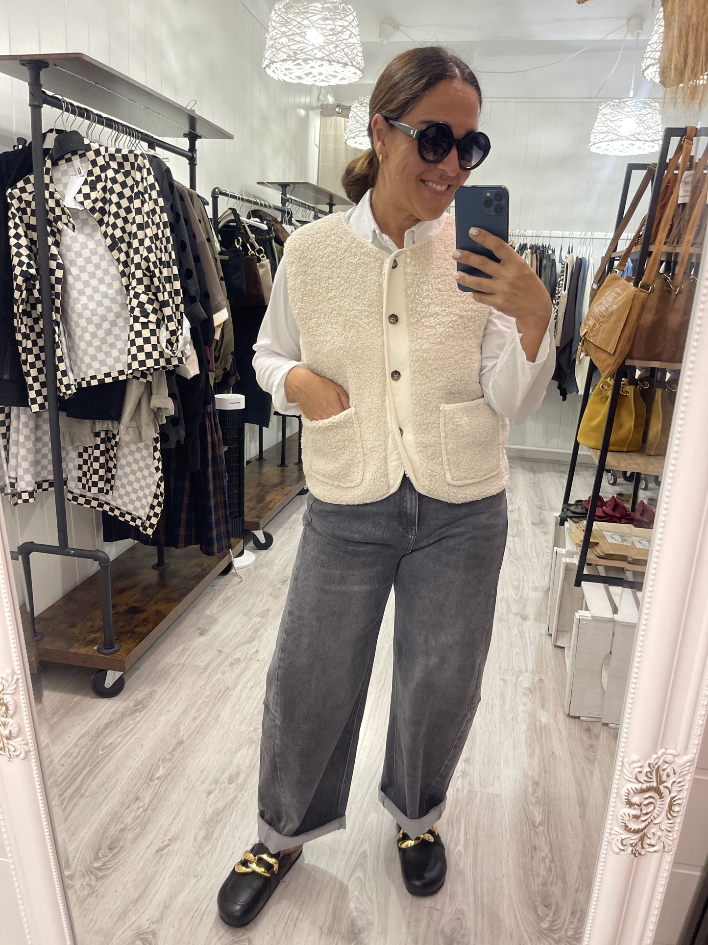 Pantalón Barrel jeans gris