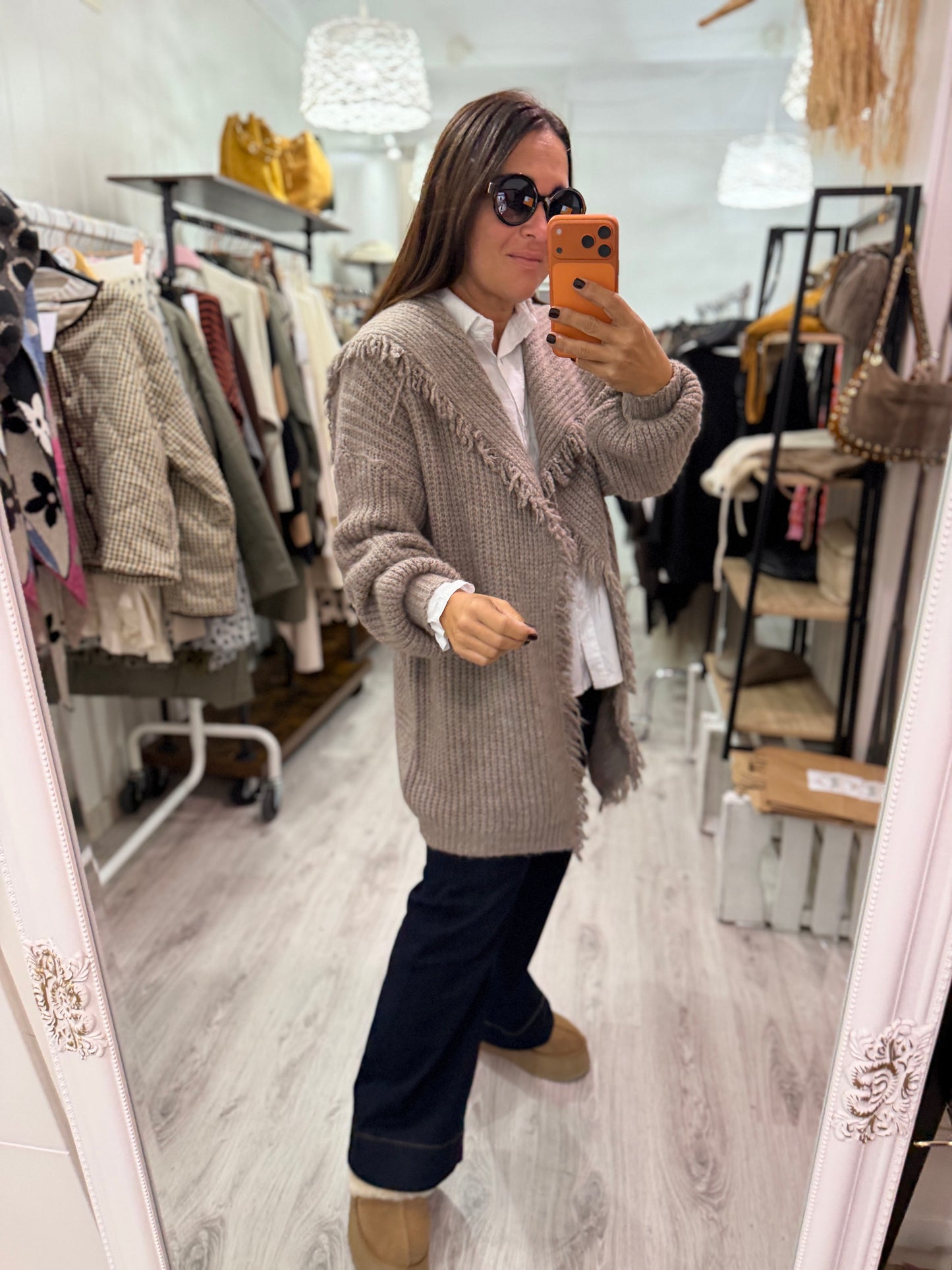 Chaqueta Flecos taupe