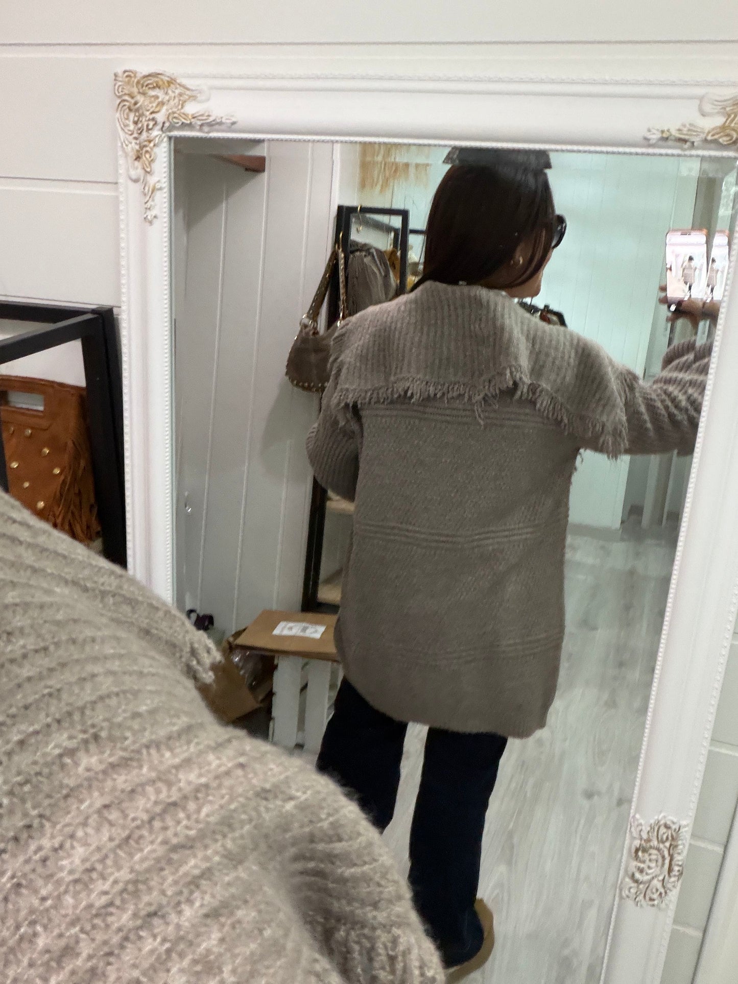 Chaqueta Flecos taupe