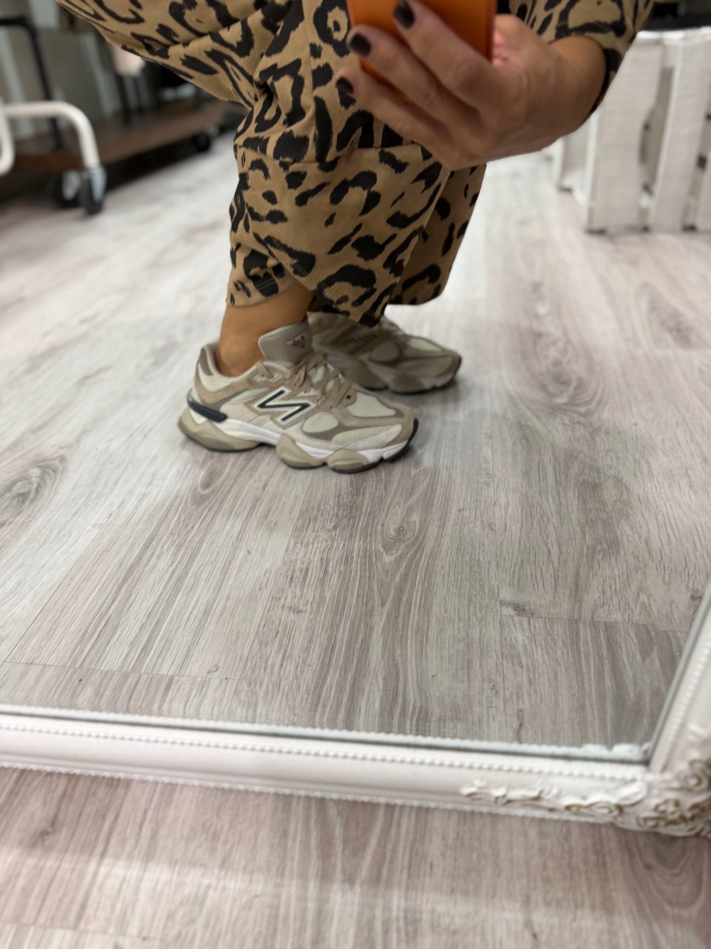 Conjunto Animal print oversize camel