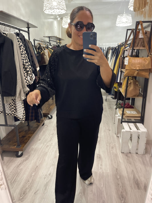 Conjunto Paillettes sporty negro