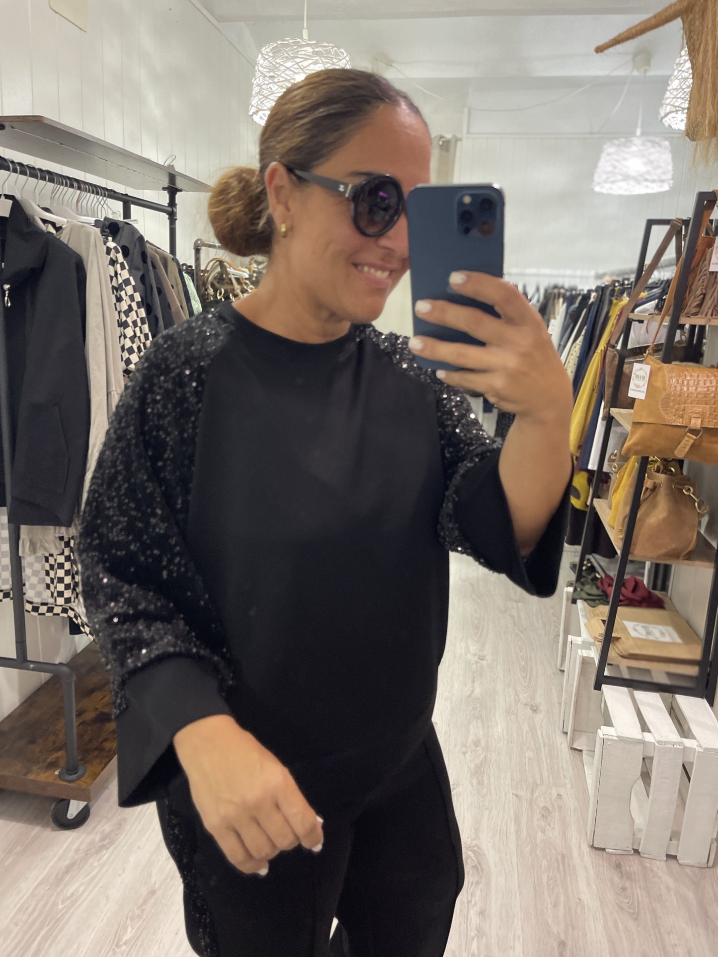 Conjunto Paillettes sporty negro