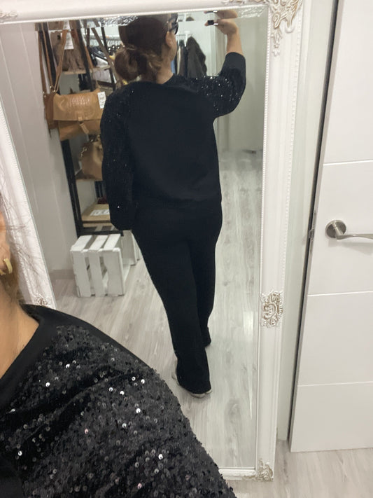 Conjunto Paillettes sporty negro
