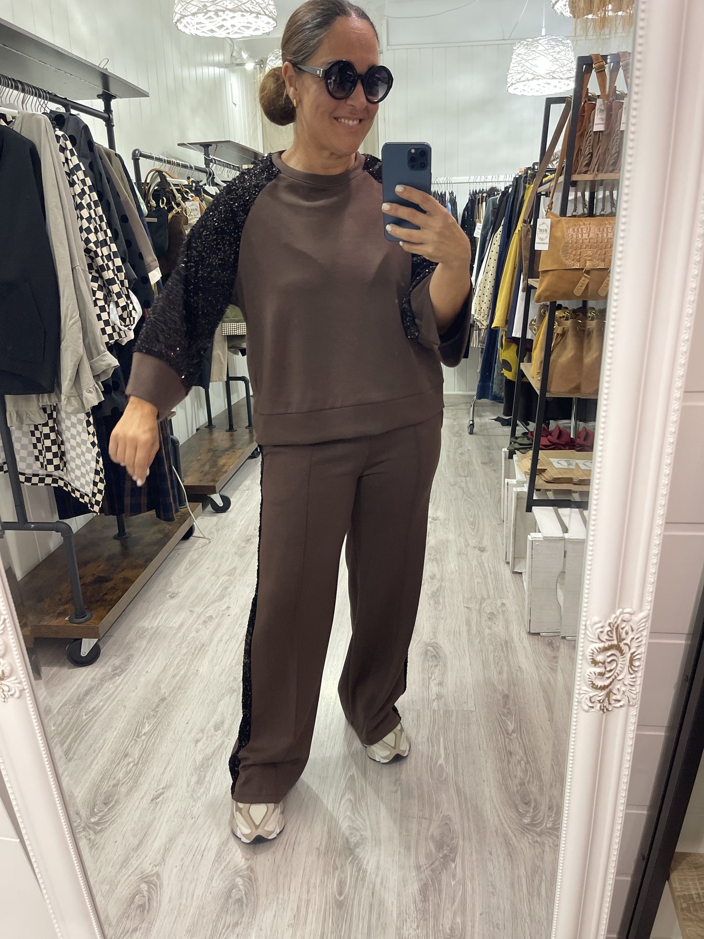 Conjunto Paillettes sporty chocolate