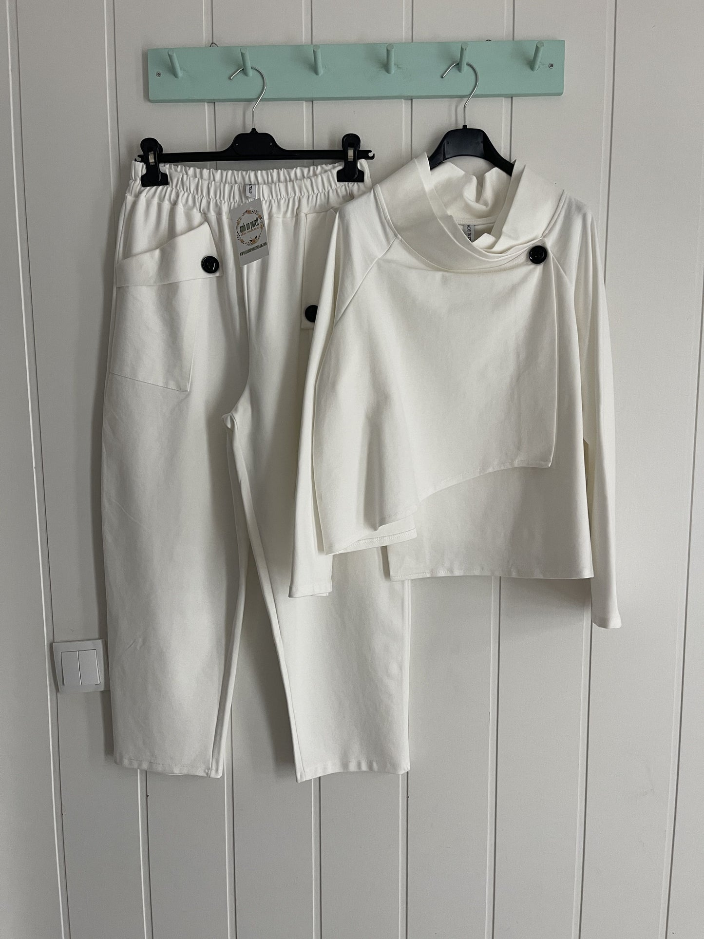 Chaqueta Botón punto roma blanco