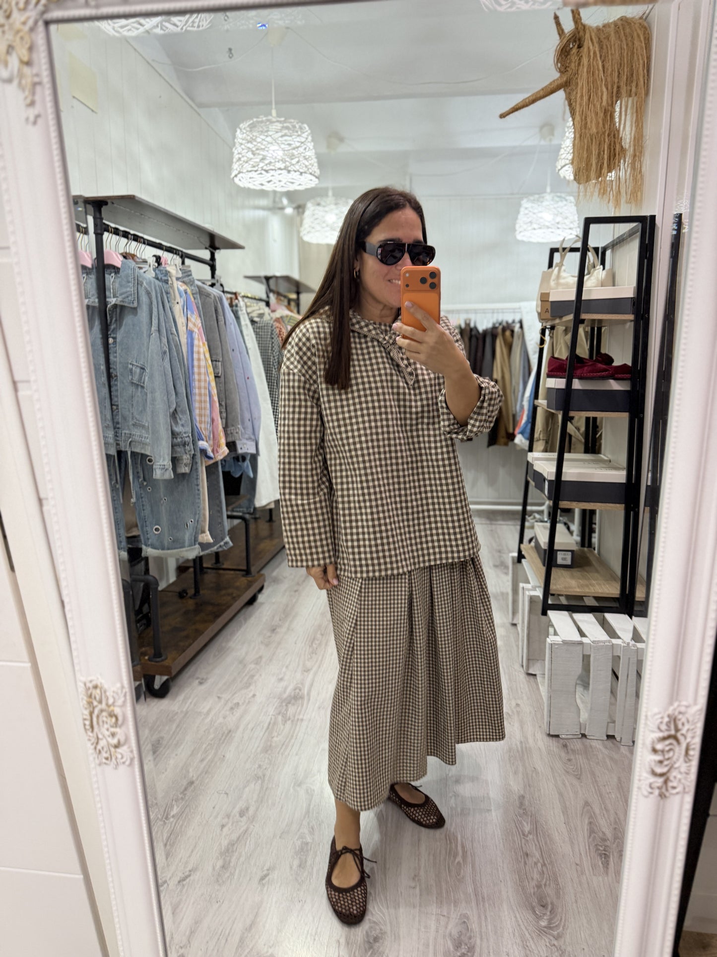 Blusa Vichy Toscana marrón