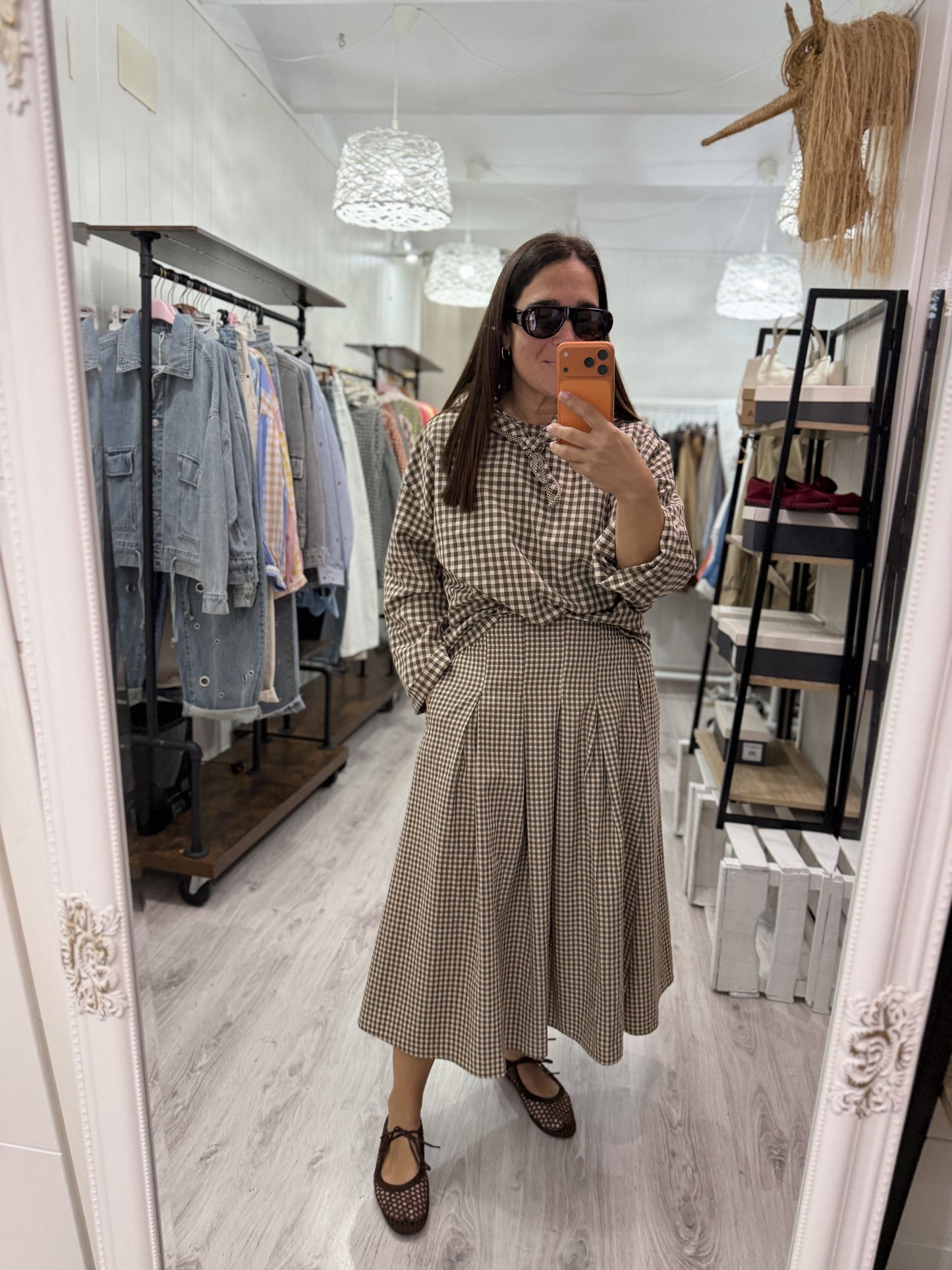 Blusa Vichy Toscana marrón