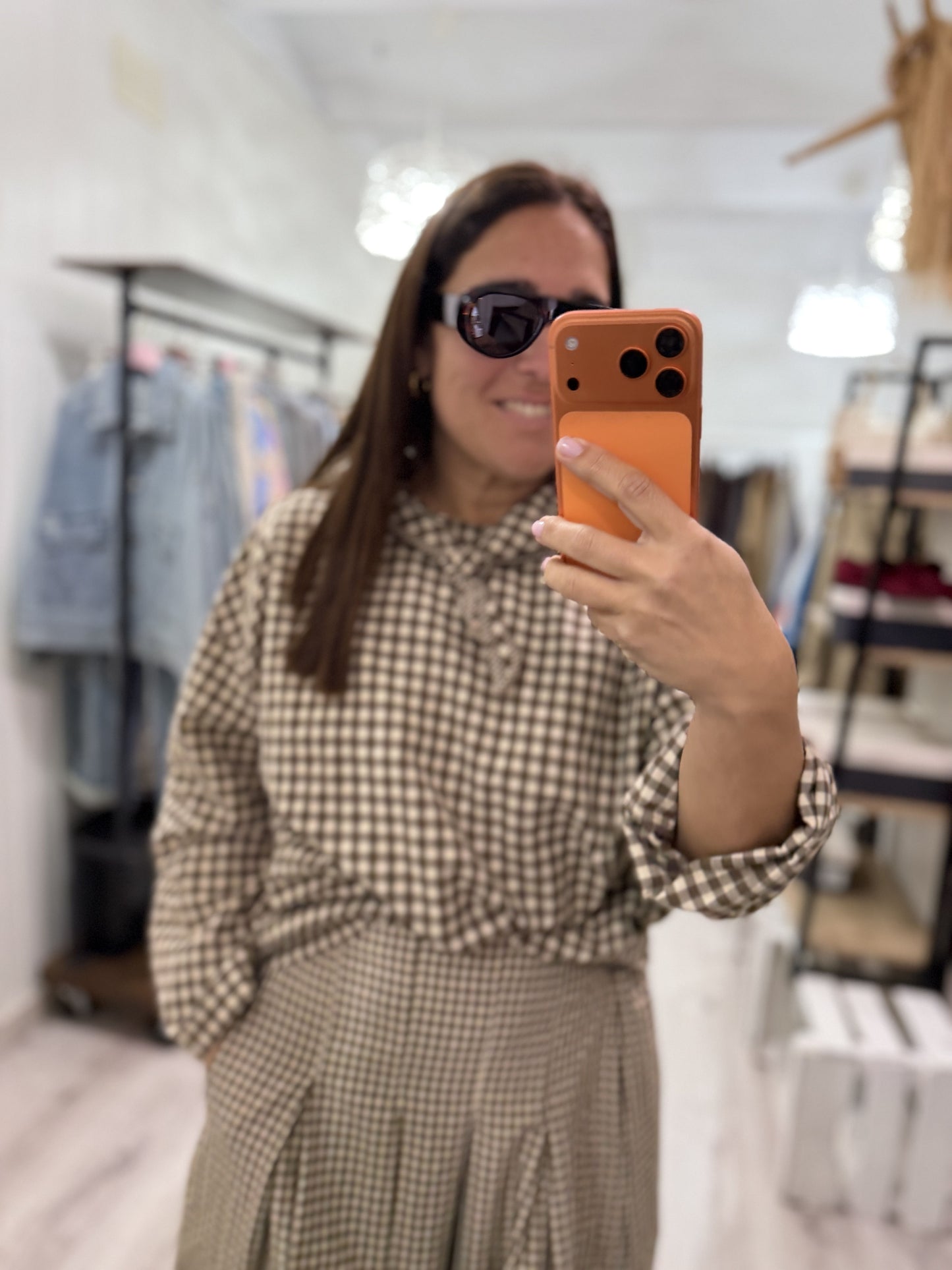 Blusa Vichy Toscana marrón