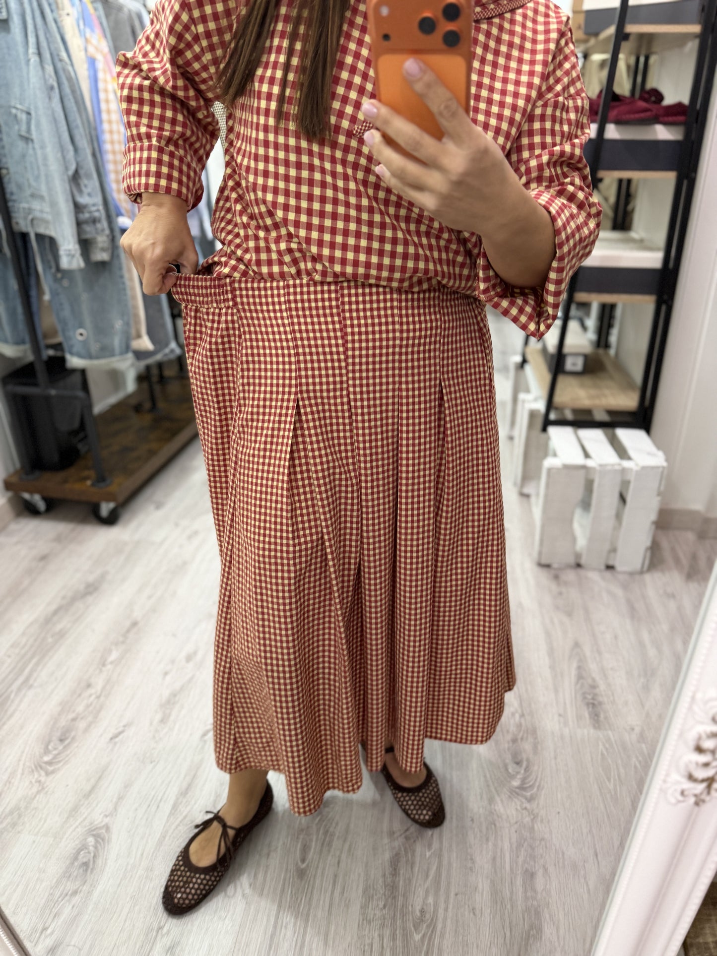 Falda Vichy mini Toscana rojo