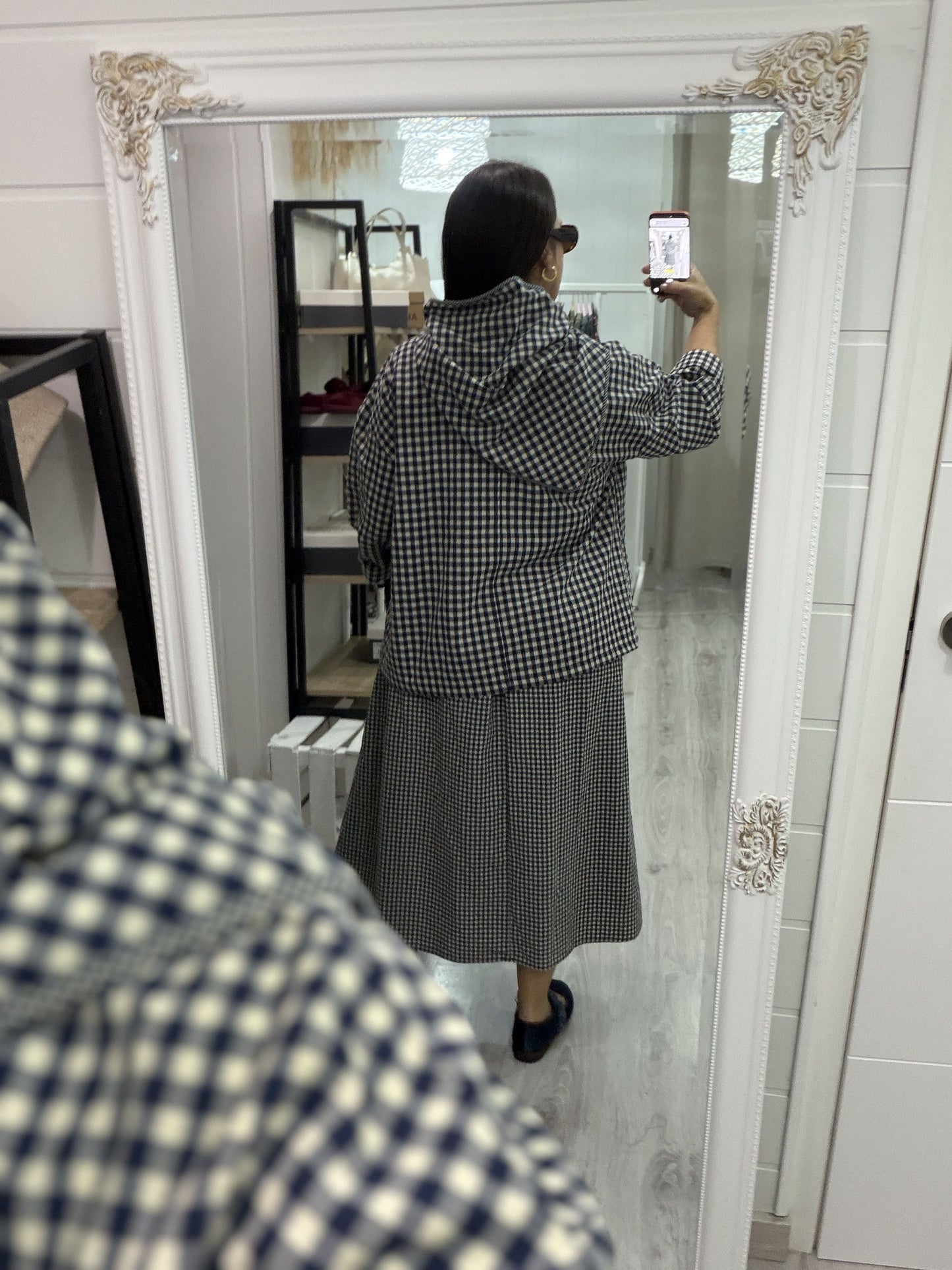 Falda Vichy mini Toscana azul marino