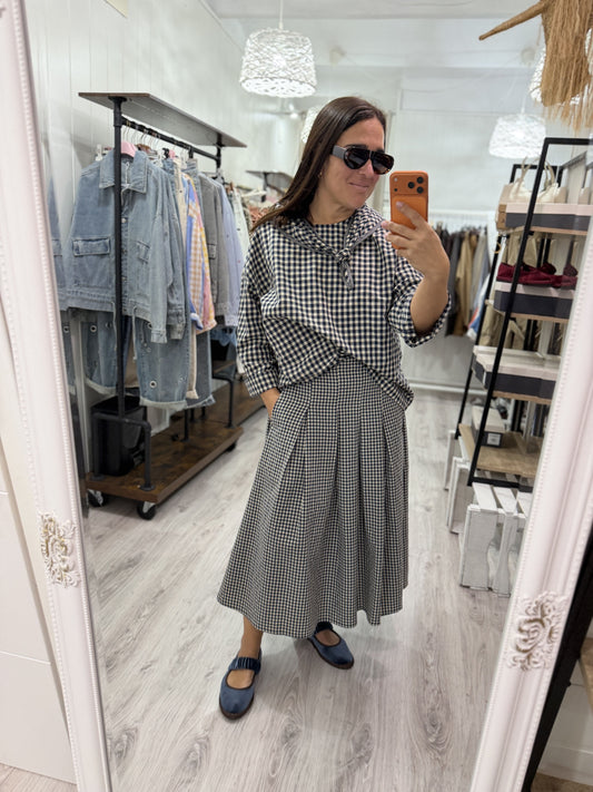 Falda Vichy mini Toscana azul marino