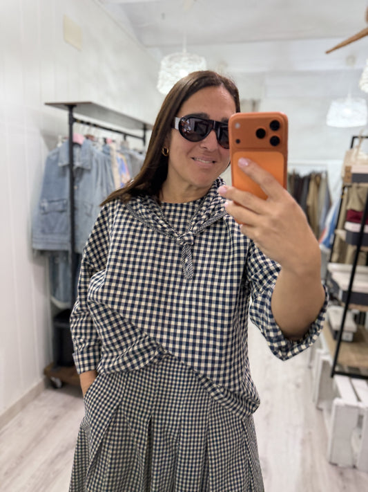 Falda Vichy mini Toscana azul marino